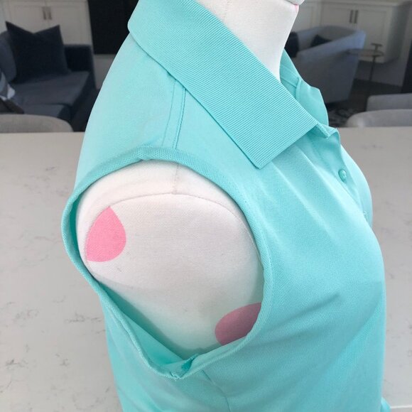 Greg Norman Play Dry Athletic Sleeveless Poly Golf Polo Shirt Green Sz M NWOT - Picture 4 of 10